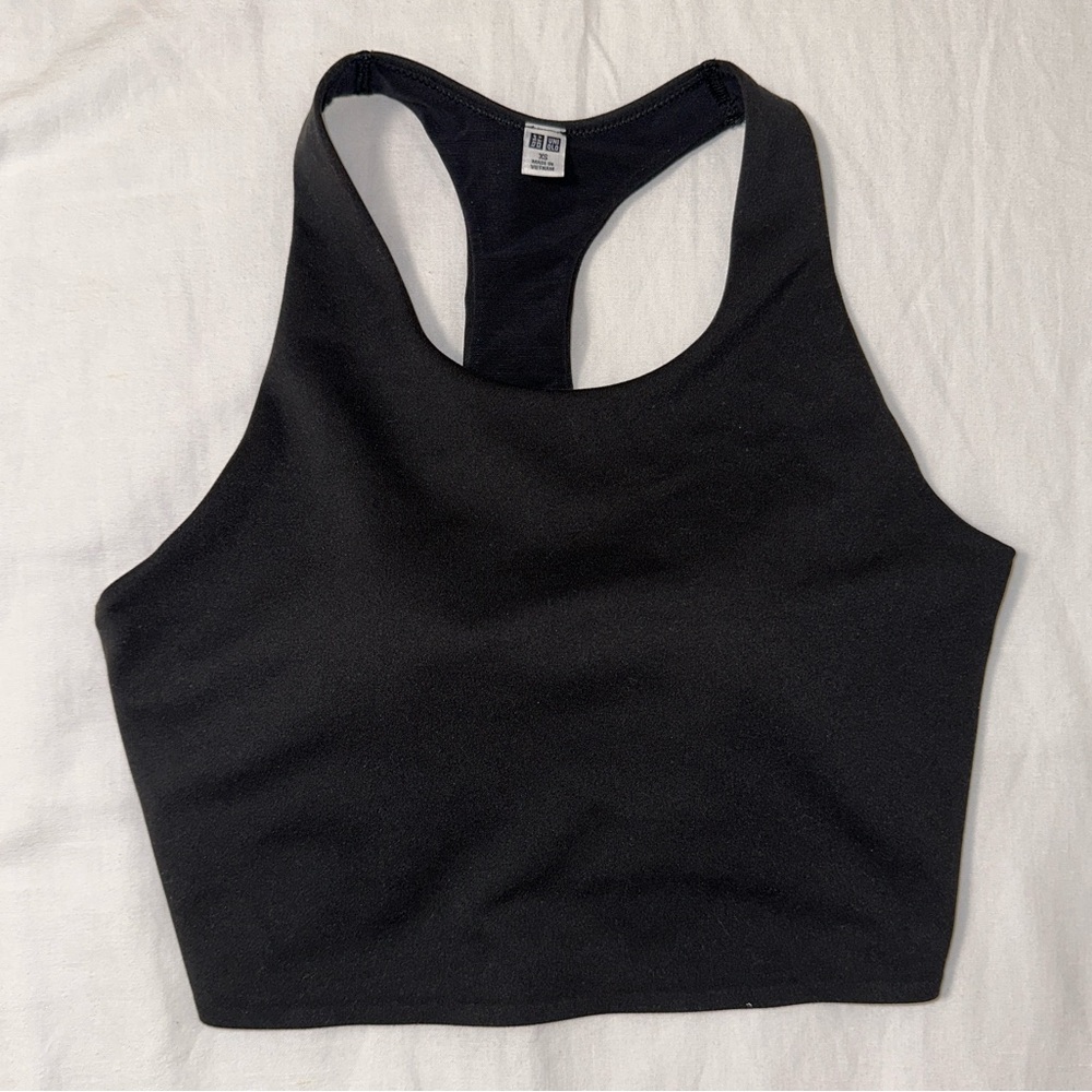 Uniqlo Black Racerback Crop Top